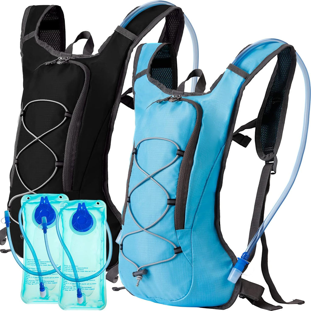 Wesiti 2 Pack Water Backpack Pack with 2L Hydration Bladder, Black, Pink