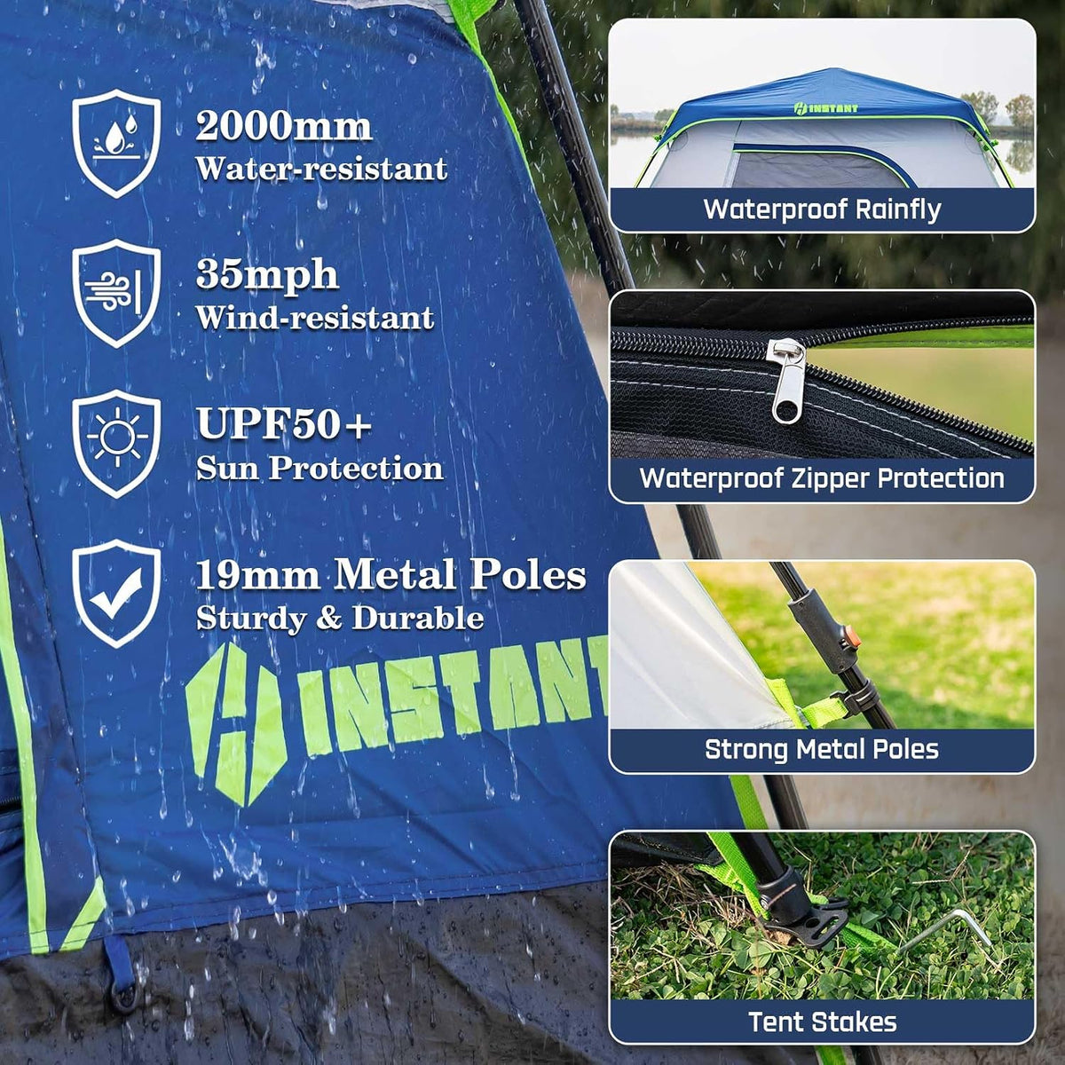 4/6/8/10 Person Instant Tent,Pop Up Tents for Camping with Rainfly