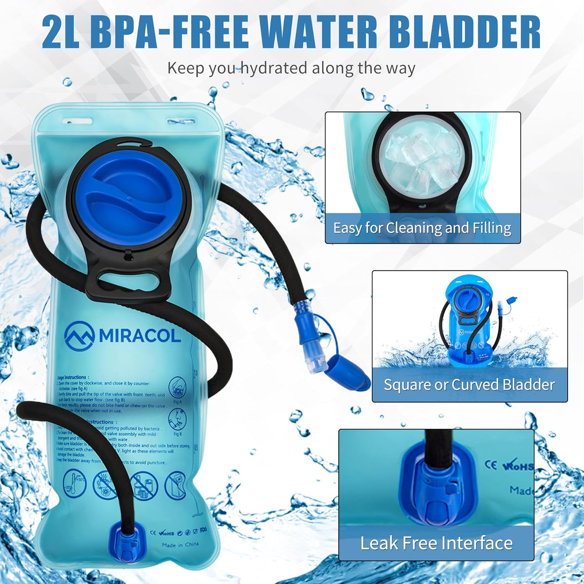 Hydration Pack Hiking Water Backpack - Miracol Insulated Water Bag with 2L Bladder