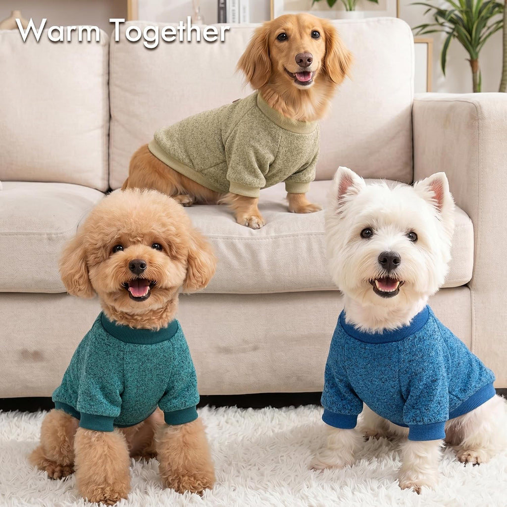 3 Pack Dog Sweaters for Small Dogs Girl Boy Winter Fleece Clothes Warm Soft Dog Sweatshirt Outfit for Dogs Cats Pet Apparel
