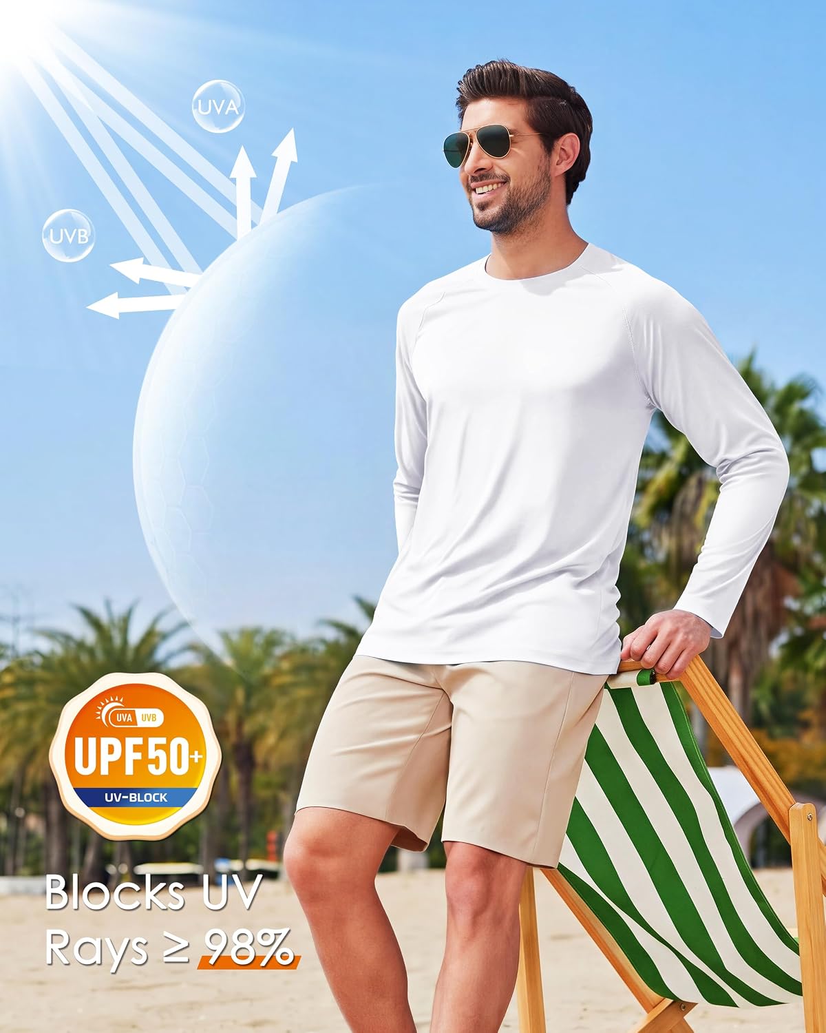 Boladeci Men's UPF 50+ Sun Protection UV SPF Shirts Long Sleeve Lightweight Quick Dry Swim T-Shirts Rash Guard
