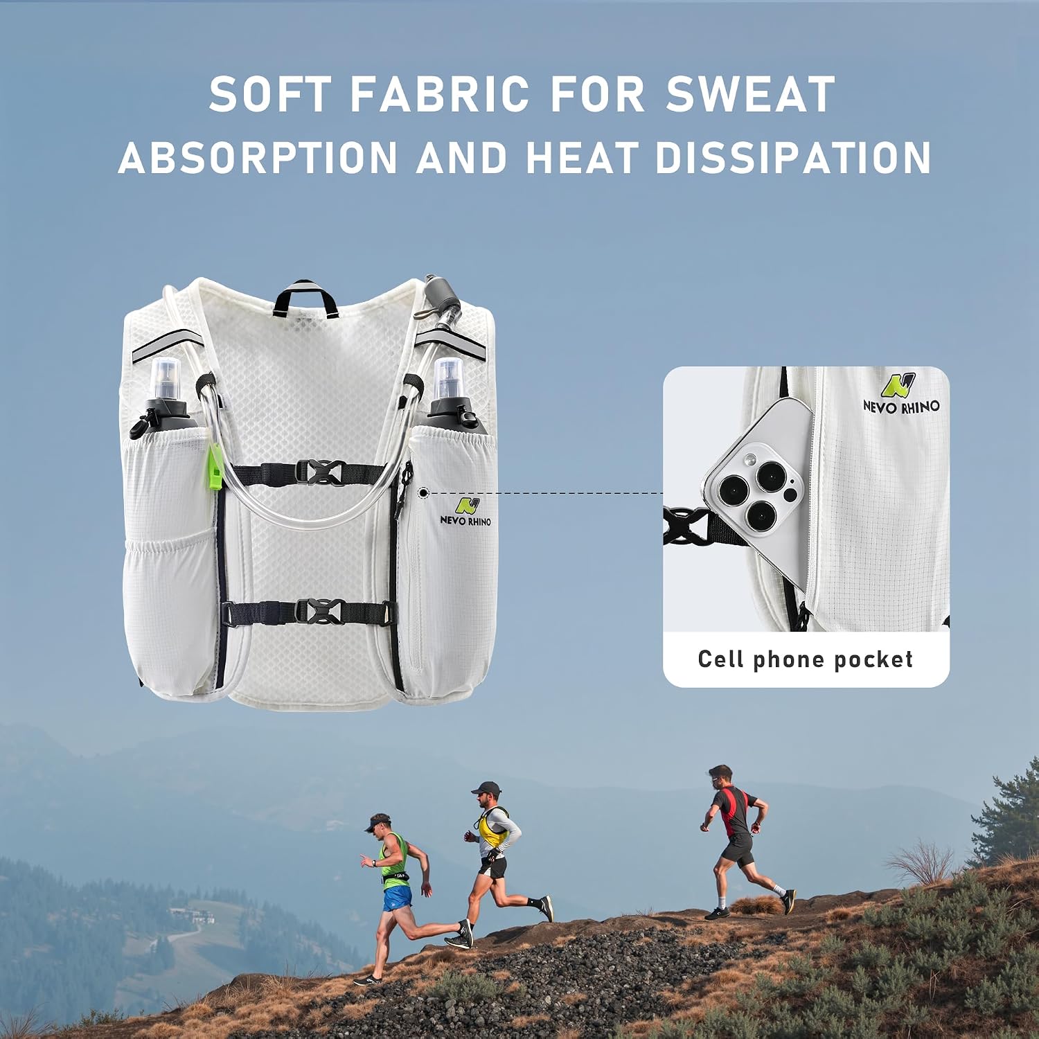 N NEVO RHINO Running Vest with 1.5L Water Bladder, Hydration Vest Pack