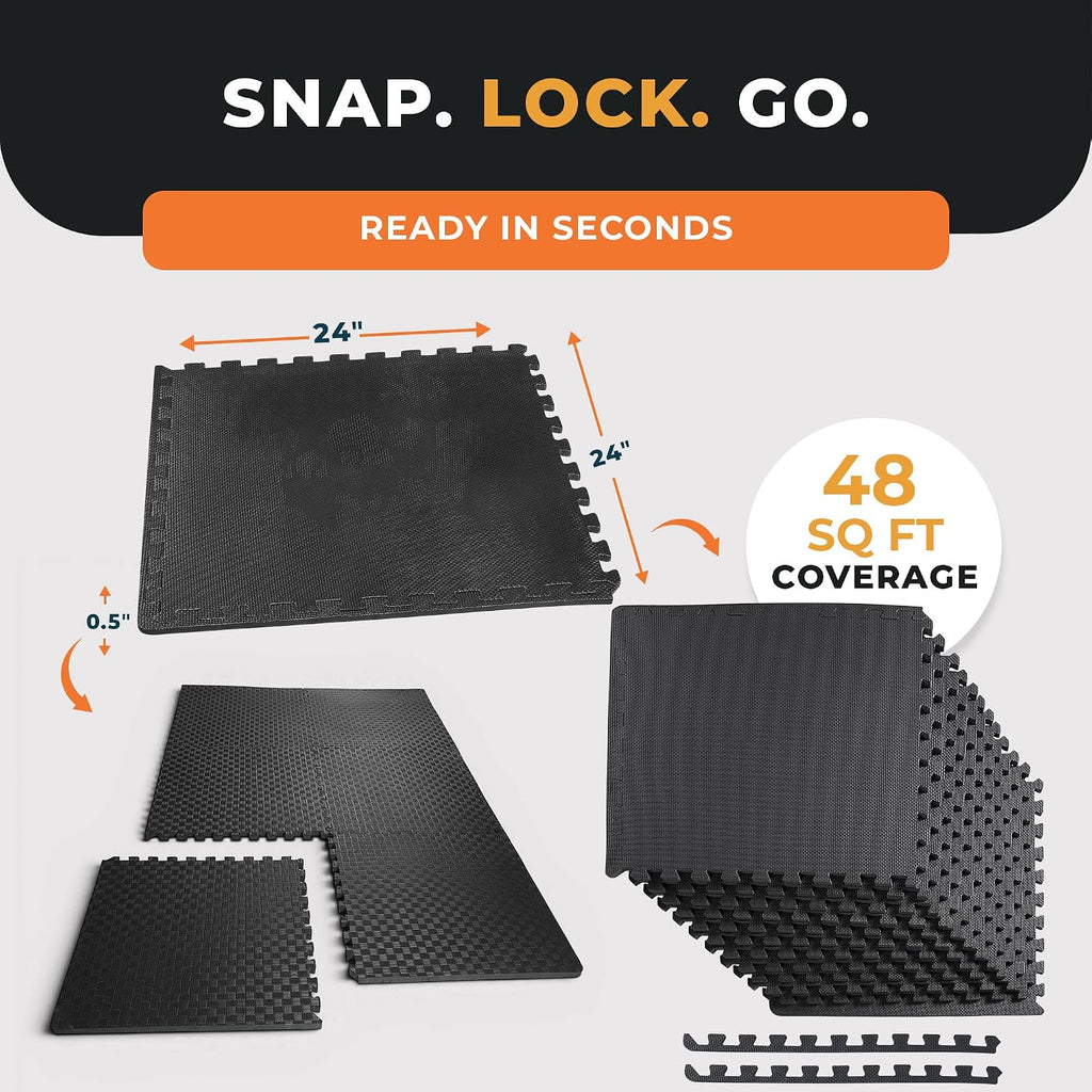 BalanceFrom Puzzle Exercise Mat 1/2-inch Thick, EVA Interlocking Foam Floor