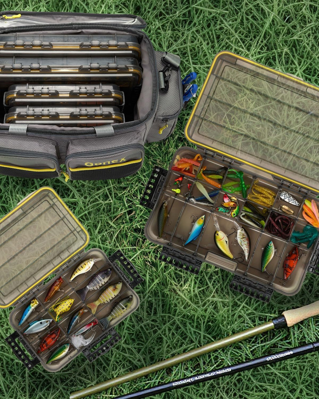Gonex 3700 Tackle Trays Boxes Waterproof, Removable Dividers, for Fishing
