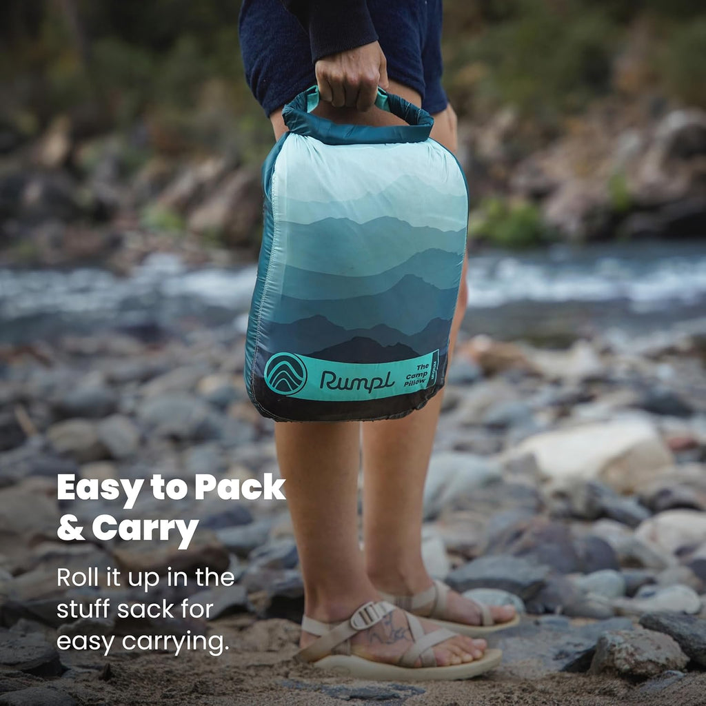 Rumpl Camp Pillow - Packable, Adjustable Comfort, Cascade Fade