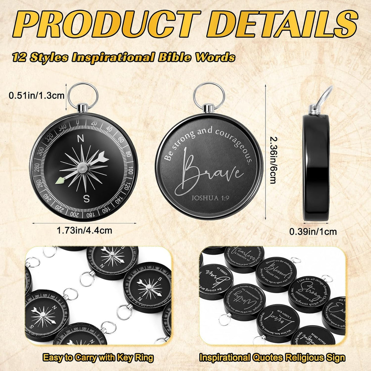 Relaxweex Christian Gifts Bulk, Engraved Bible Verses Compass