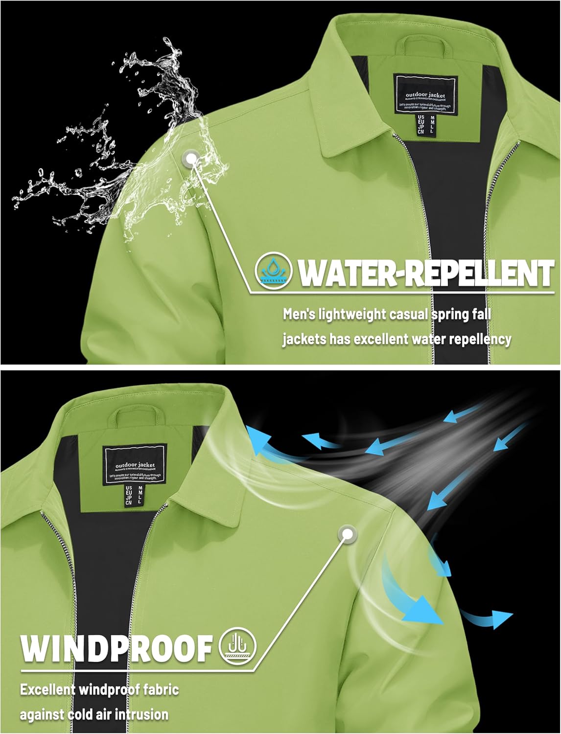 TACVASEN Men's Lightweight Jacket Fall Water-repellent Windbreaker Jackets