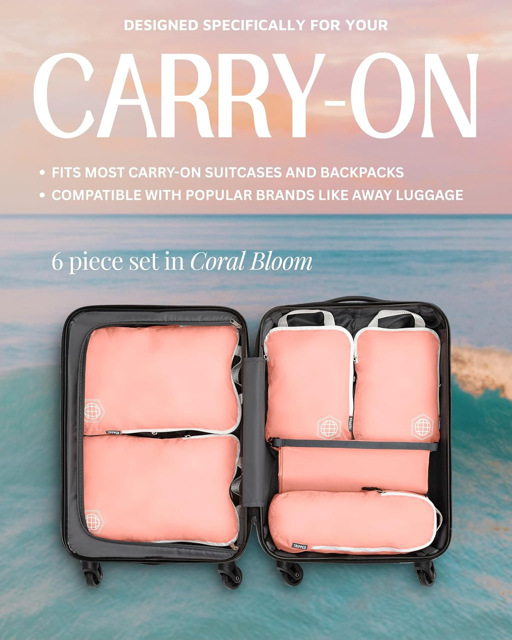 TRIPPED Travel Gear Compression Packing Cubes for Carry-On Travel 6-Pack