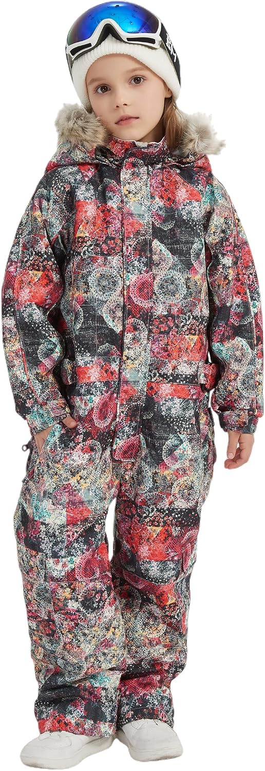 Kids Girls Boys Waterproof Colorful One Piece Snowsuits Coveralls Ski Suits Jackets Winter Jumpsuits