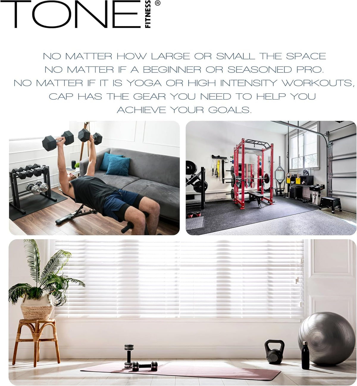 Tone Fitness 1" Extra Thick Yoga Mat, Exercise & Pilates Mat with Strap