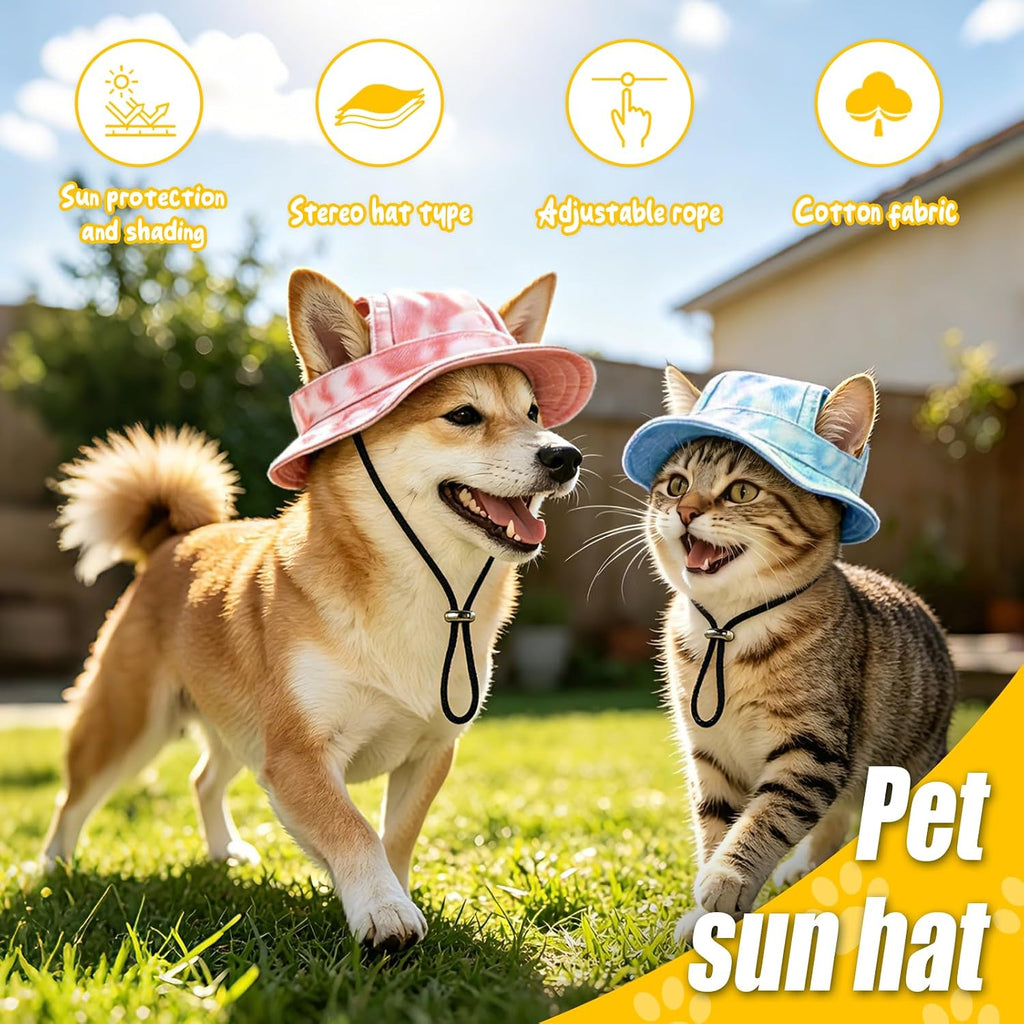 Dog Sun Hat, Hat for Dogs with Ear Holes, Pet Apparel Accessories, Breathable Drawstring for Summer Sun Protection, Outdoor Walking and Beach Activities, Small and Medium Dogs(Pink Large)