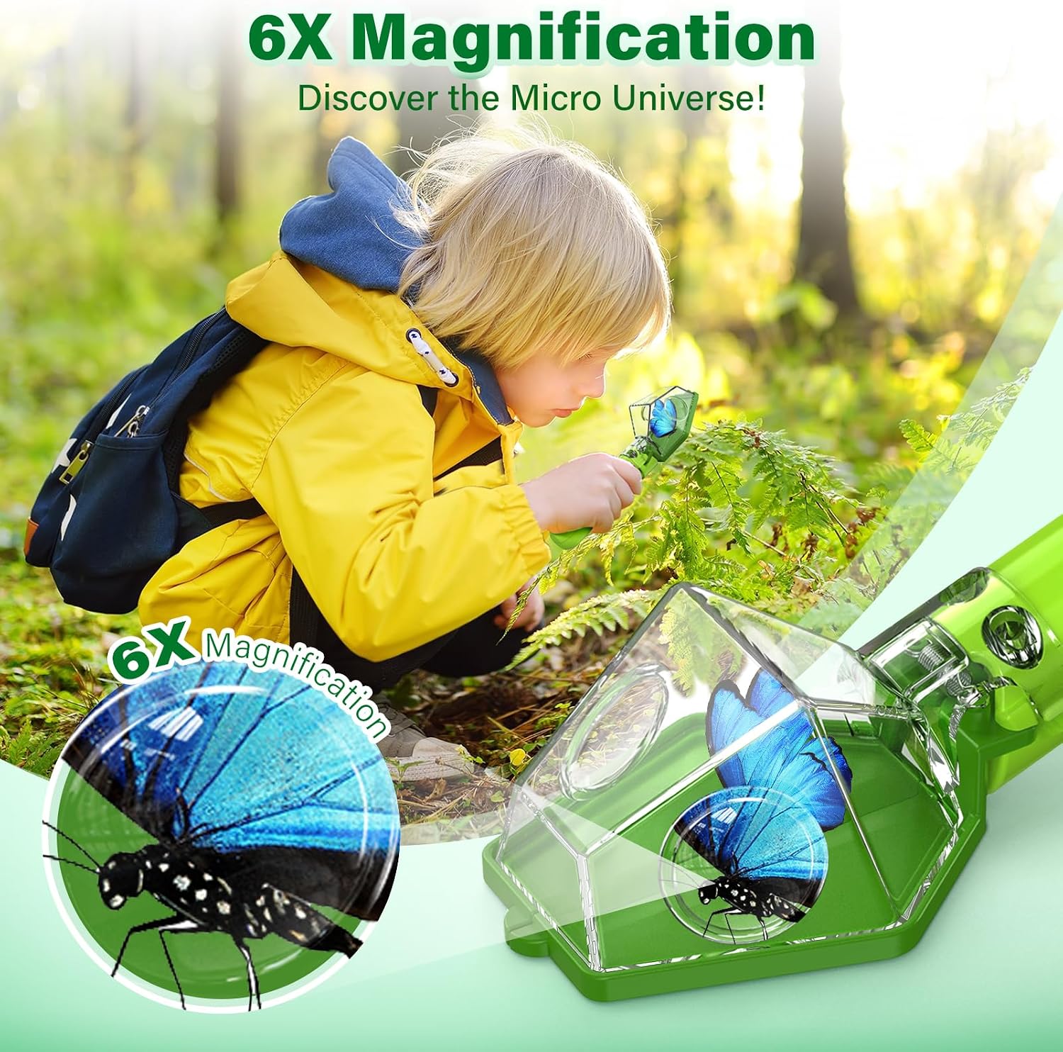 2PCS Bug Catcher for Kids with 6X Magnifier, STEM Educational Learning Toys