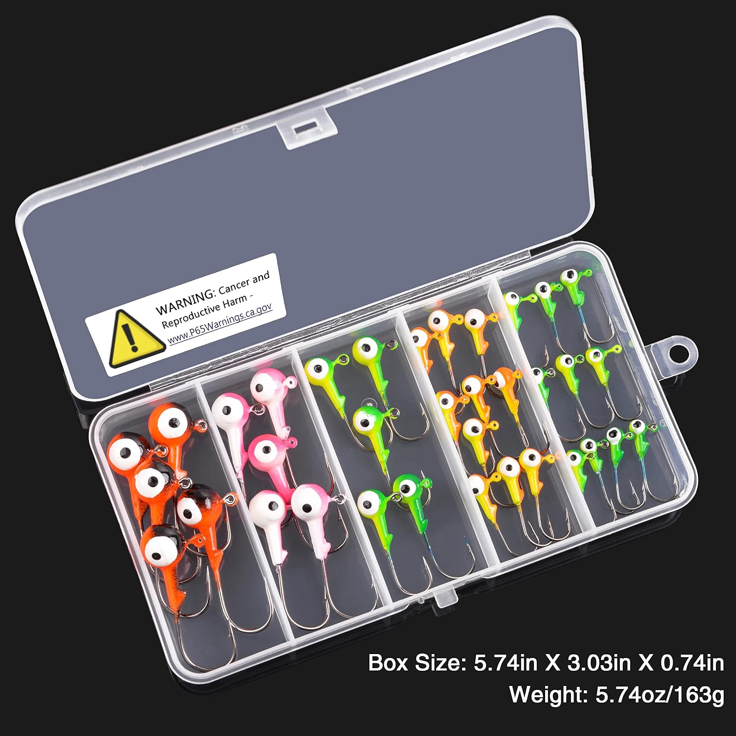 AGOOL Fishing Jig Heads Hooks Kit, 35/60pcs Round Ball Jig Heads Fishing Lures Crappie Jig Heads for Soft Plastic Baits Bass Trout Soft Worm Shrimp Lures Freshwater Saltwater