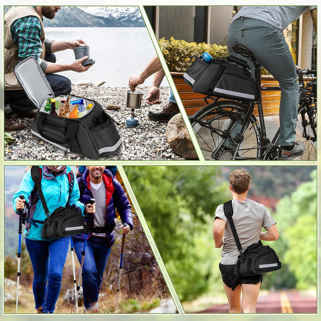 GRAOSO Bike Rear Rack Bag with Cooler Bag, Pannier Bags for Bicycles, 12L