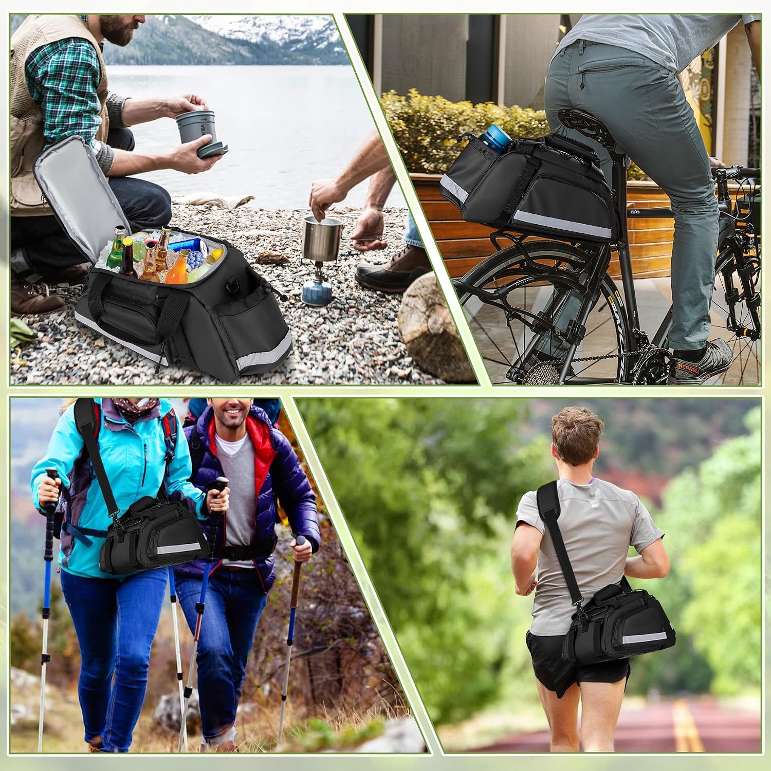 GRAOSO Bike Rear Rack Bag with Cooler Bag, Pannier Bags for Bicycles, 12L