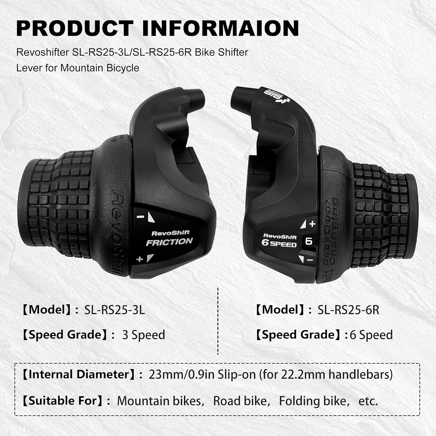 3×6 Speed Shifter SL-RS25 18S Twist Grip Thumb Gear Shift Lever