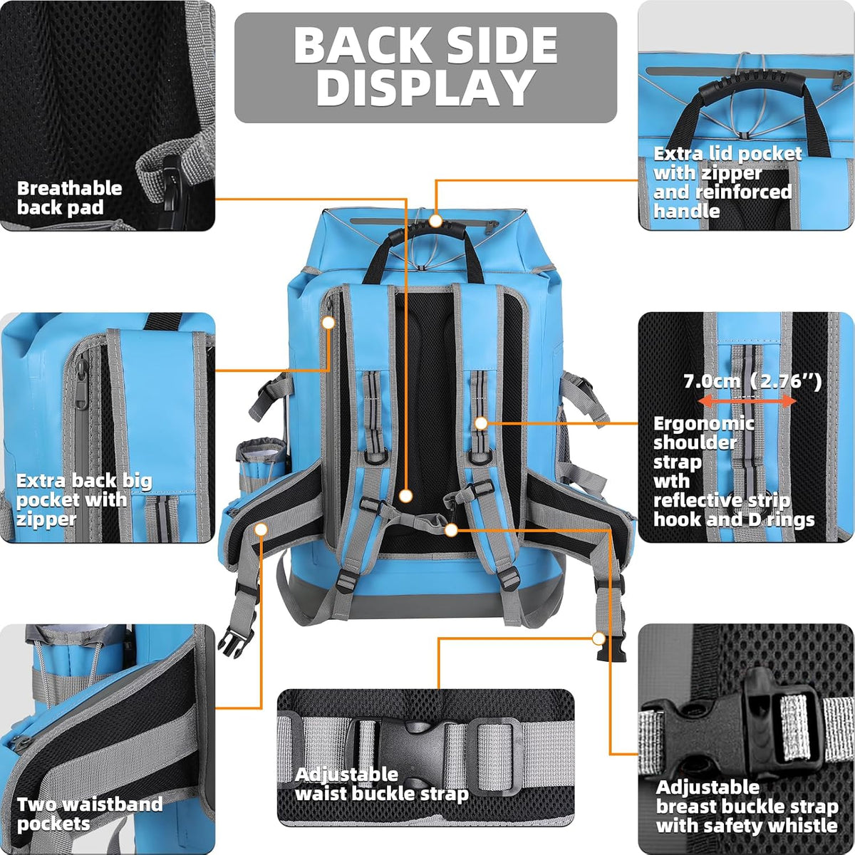 MORXPLOR Waterproof Backpack,Heavy Duty Hiking Backpack,35L/55L Roll Top Closure with Lid,Cushioned Floating Dry Bag Waterproof