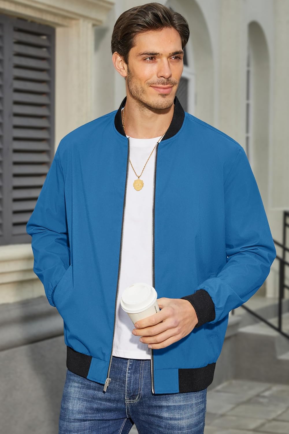 MAGCOMSEN Men's Bomber Jacket Lightweight Full Zip Windbreaker Jackets