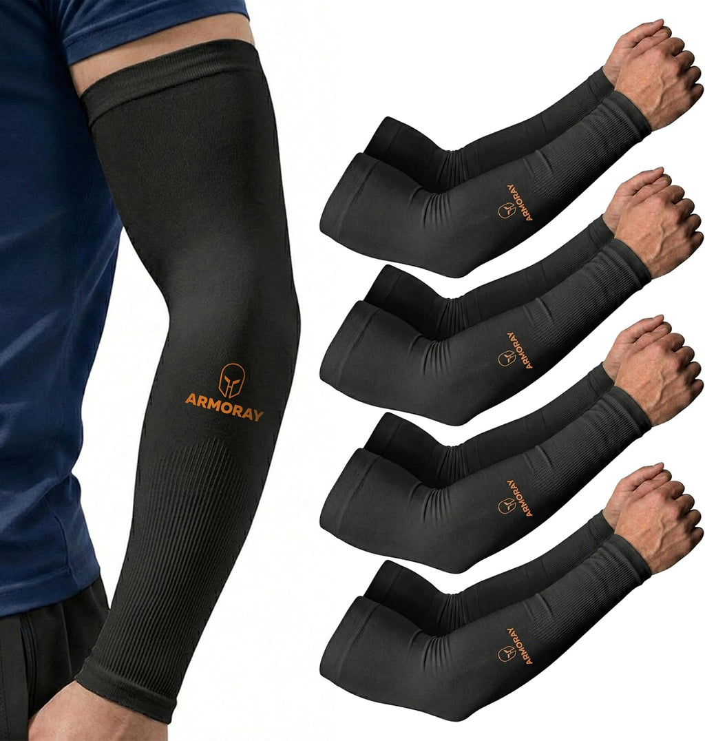 ARMORAY Arm Sleeves for Men and Women - UV Sun Protection Cooling Compression - Tattoo Cover Up Sleeve for Daily Wear & Work