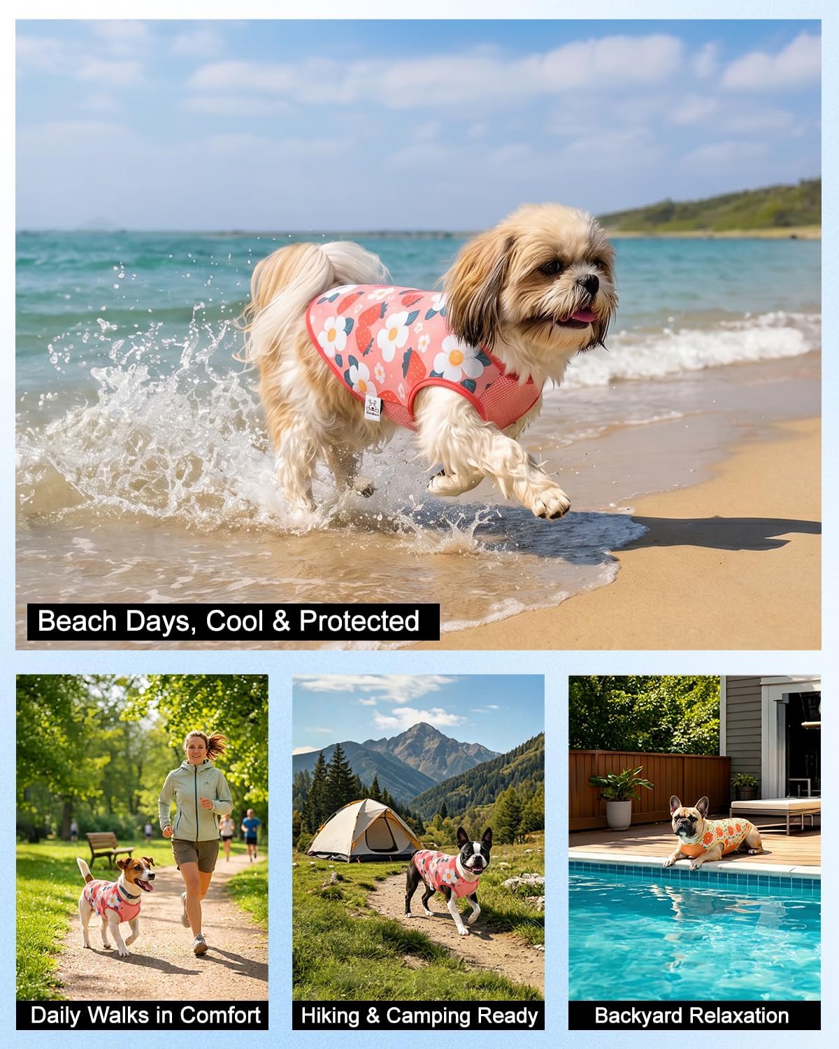 CuteBone Mesh Panel Dog Tank Top - Breathable Dual-Fabric Pet Vest Lightweight Summer Small Dog Shirts - Keep Your Pets Cool, Sun-Protected Outdoors