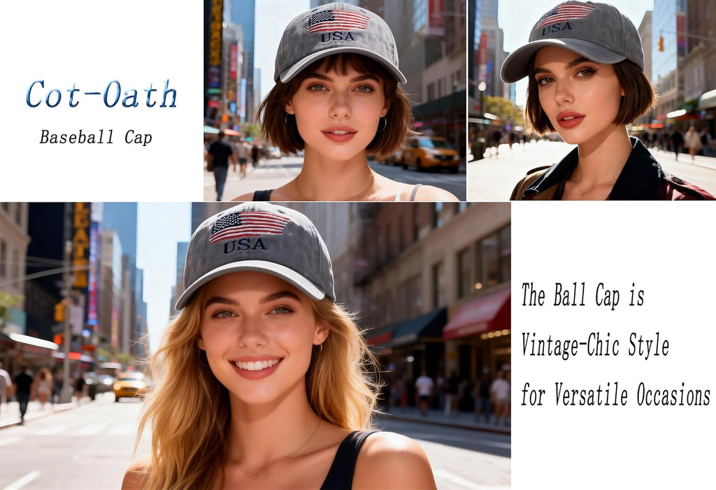 Washed American Flag Baseball Cap Adjustable Sun Dad Gift Hats for Unisex