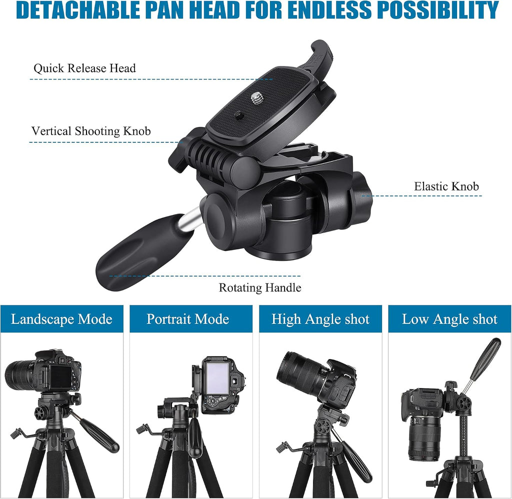 VICTIV 74” Camera Tripod, Tripod for Camera and Phone with Phone Holder