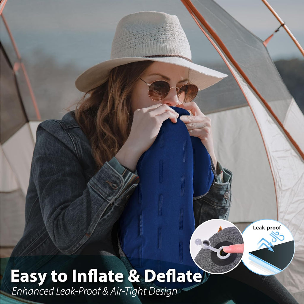 TREKOLOGY Inflatable Camping Pillow with Removable Cover - Ultralight Backpacking, Hiking, Beach, Travel Sleeping Pillow - Compact, Portable, Comfortable Camp Pillow for All Adventures ALUFT Plus SE