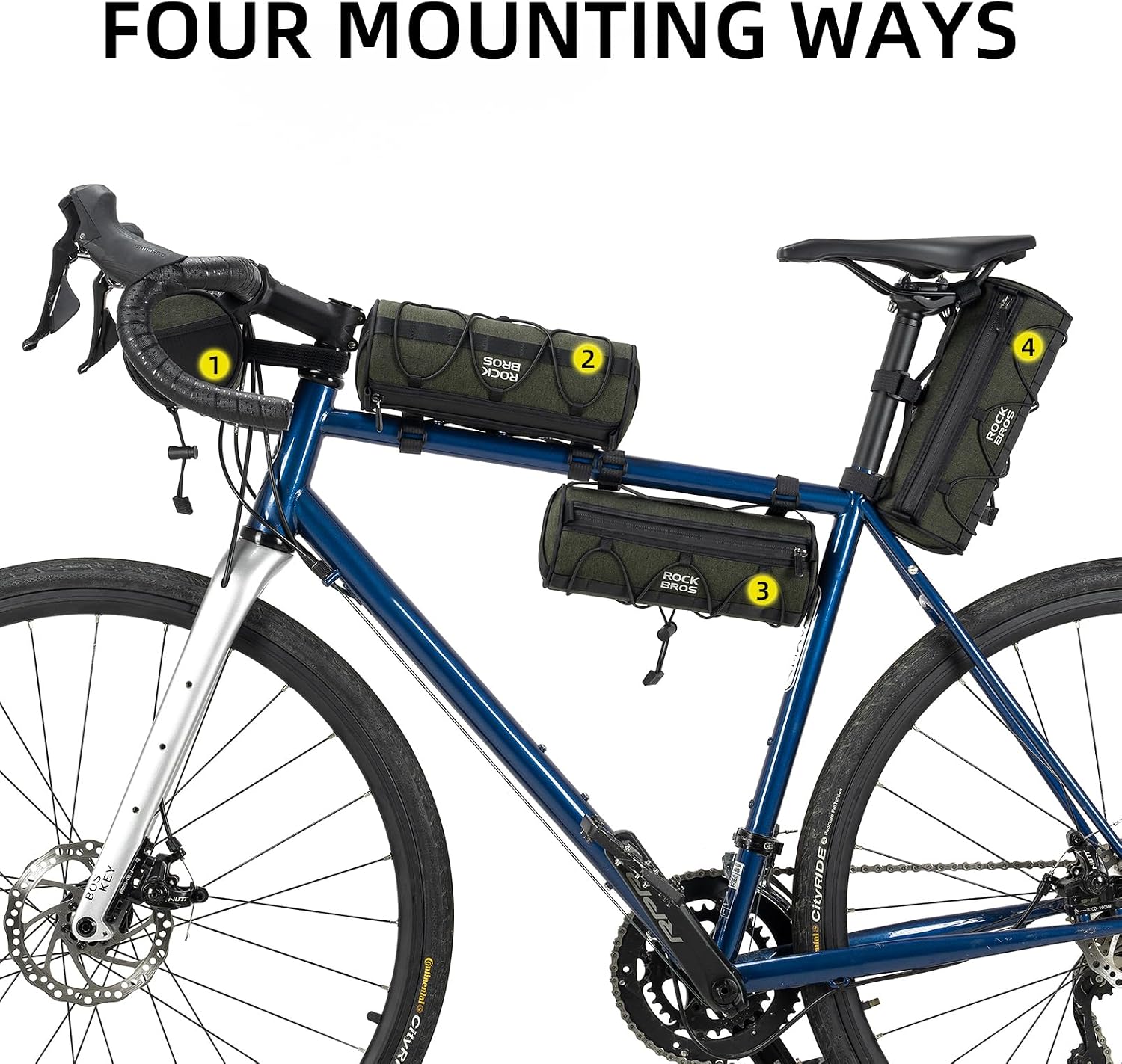 ROCKBROS Bike Handlebar Bag 2L Lightweight 4 Mounting Ways on Frame/Seat