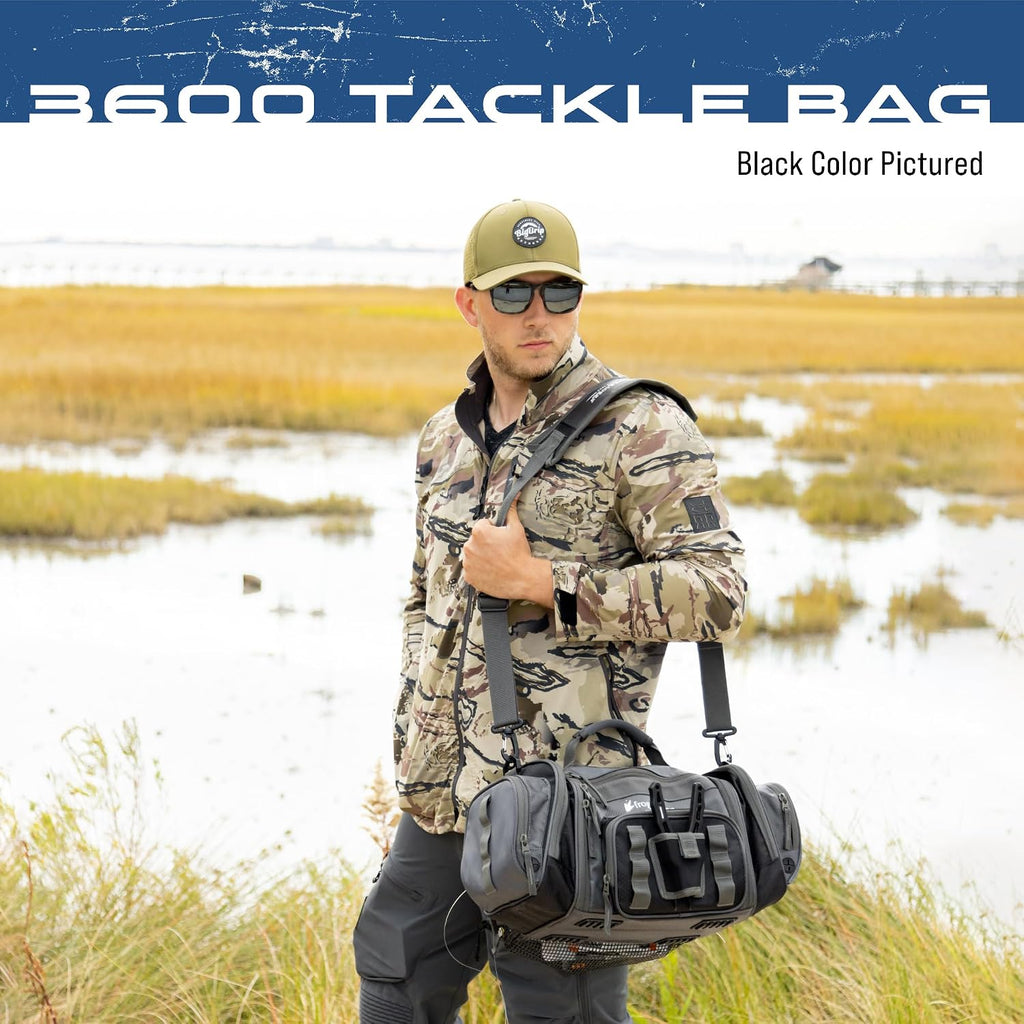 FROGG TOGGS Heavy Duty Fishing Tackle Duffle Bag, Black, 3600