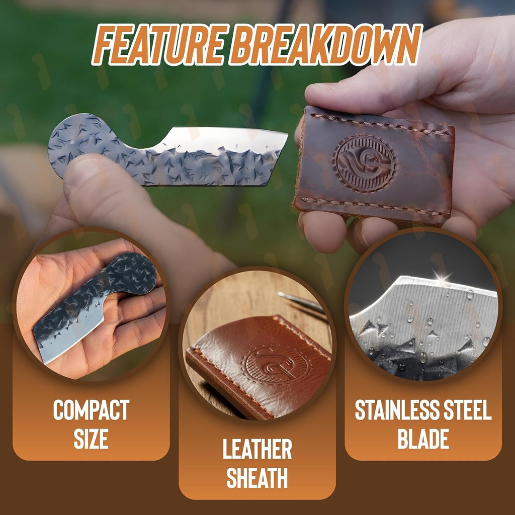 Southern Trapper Mini Pocket Knife Set of 2 with Leather Sheaths for EDC