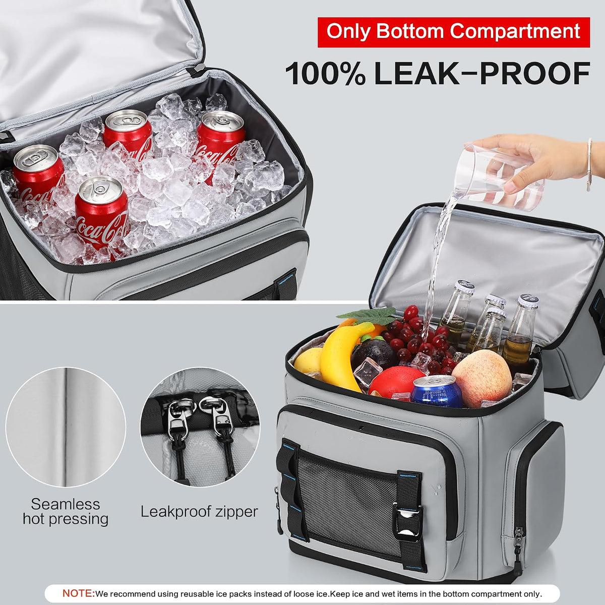 Large 44 Can Dual Compartment Insulated Waterproof Cooler Backpack