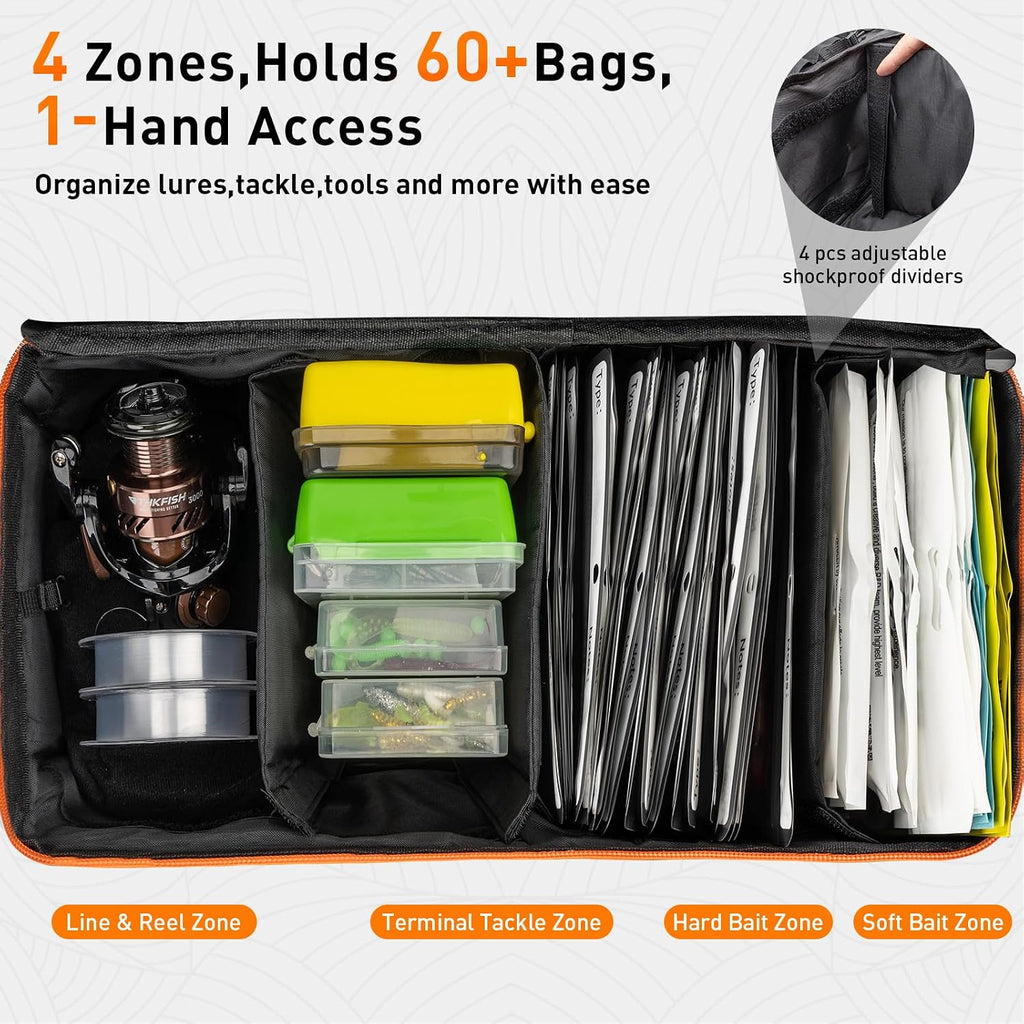 THKFISH Fishing Bag for Soft Plastic Bait Storage With 20PCS Bait Bags