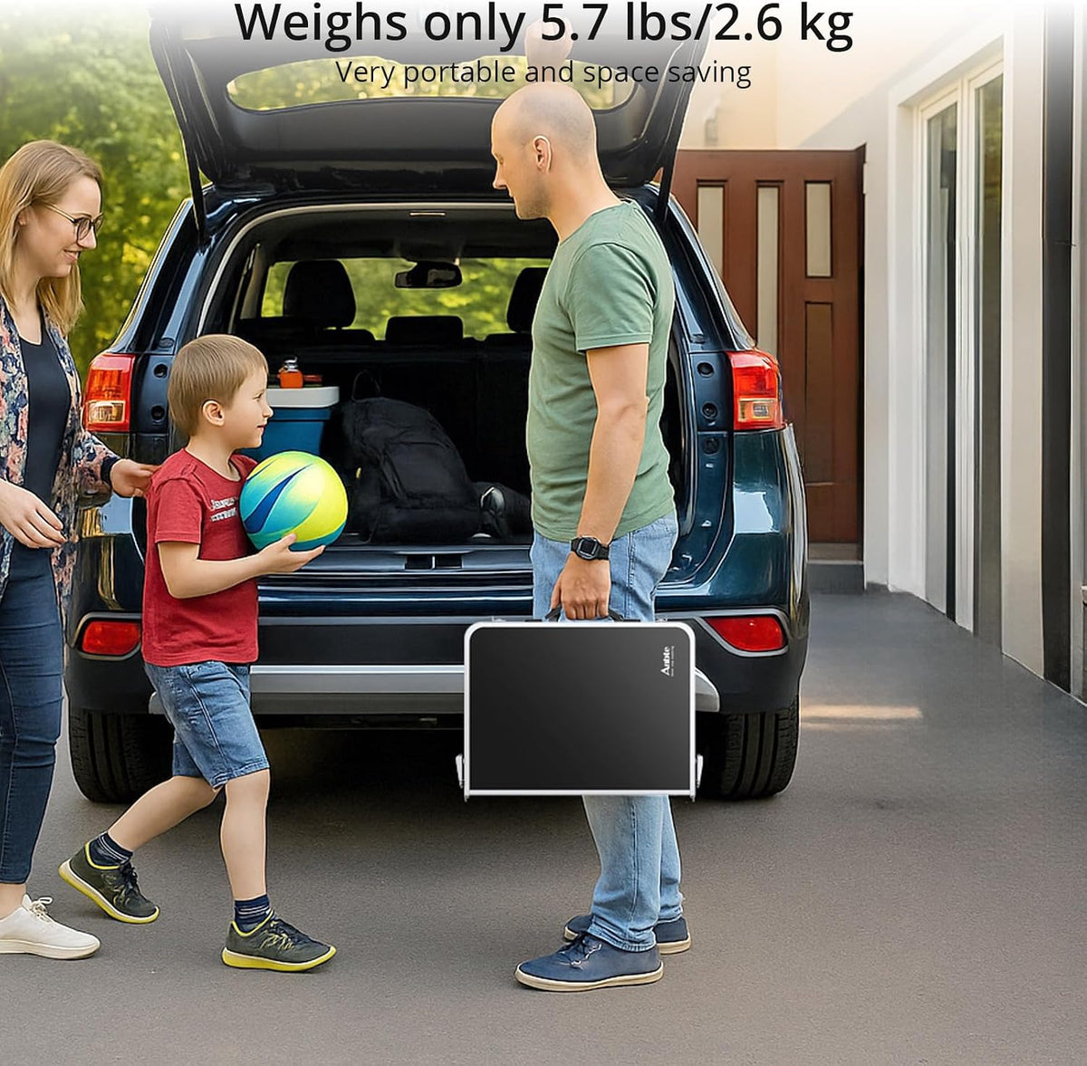 Anbte Folding Camping Table, 24"X 16" Adjustable Height Small Folding Table