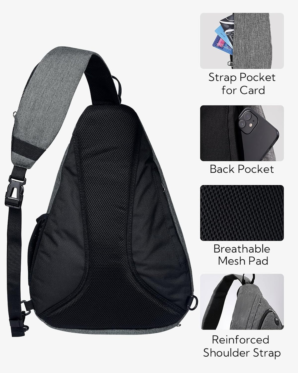 WATERFLY Large Sling Bag Crossbody Backpack Chest Pack for Men Women