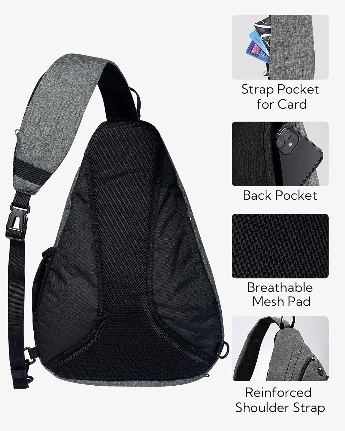 WATERFLY Large Sling Bag Crossbody Backpack Chest Pack for Men Women