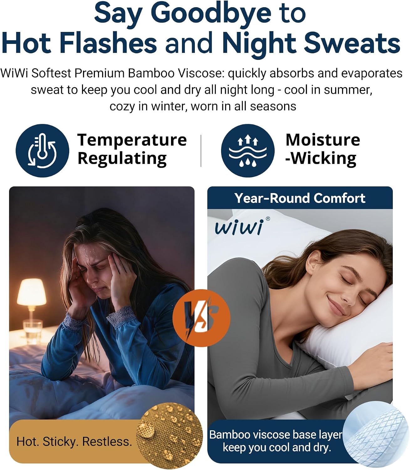 WiWi Soft Underwear for Women Thermal Long Johns Sets Super Warm Base Layer Top Pants Pajamas Set Viscose from Bamboo S-3X