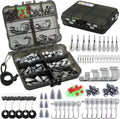 TOPFORT 187/343pcs Fishing Accessories Kit, Organized Fishing Tackle Box with Tackle Included, Fishing Hooks, Fishing Weights Sinkers, Fishing Gear and Equipment, Fishing Gift for Men