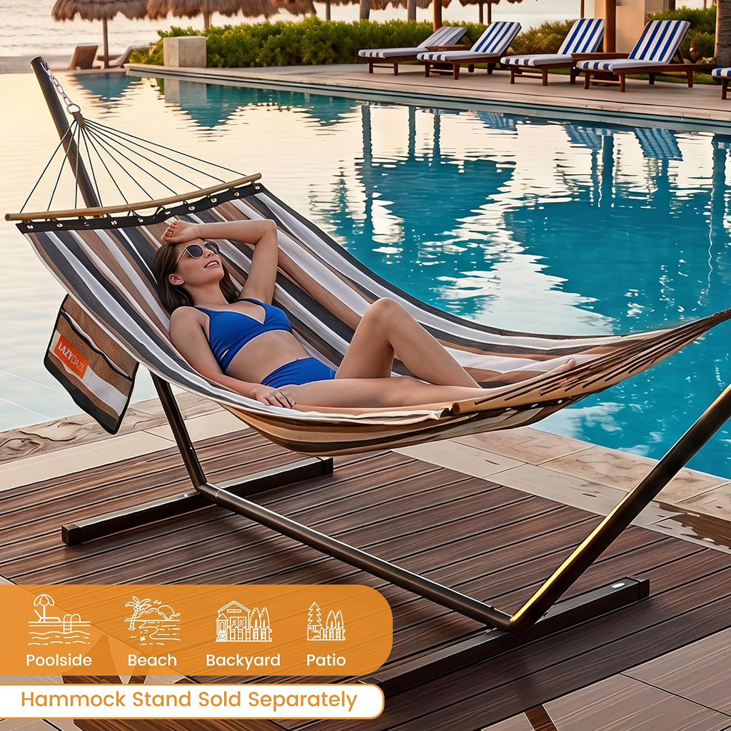 Lazy Daze Camping Hammock, Double Outdoor Hammock with Curved Spreader Bar