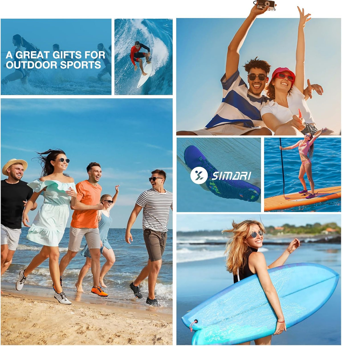 SIMARI Water Shoes for Women Men - Barefoot Quick-Dry Aqua Socks | Lightweight Swim Shoes for Surfing, Swimming, Beach Sports, Kayaking, Diving | Non-Slip Design