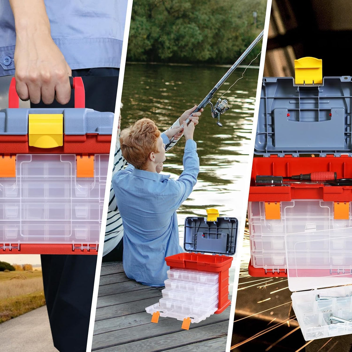 Torin Portable Tool Box, Small Parts Organizer with Drawers, tackle box