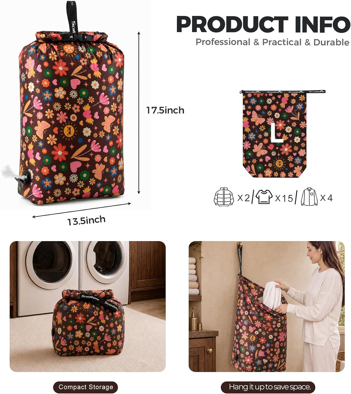 Travel Laundry Bag, Pump-Free Compression for Dirty Clothes