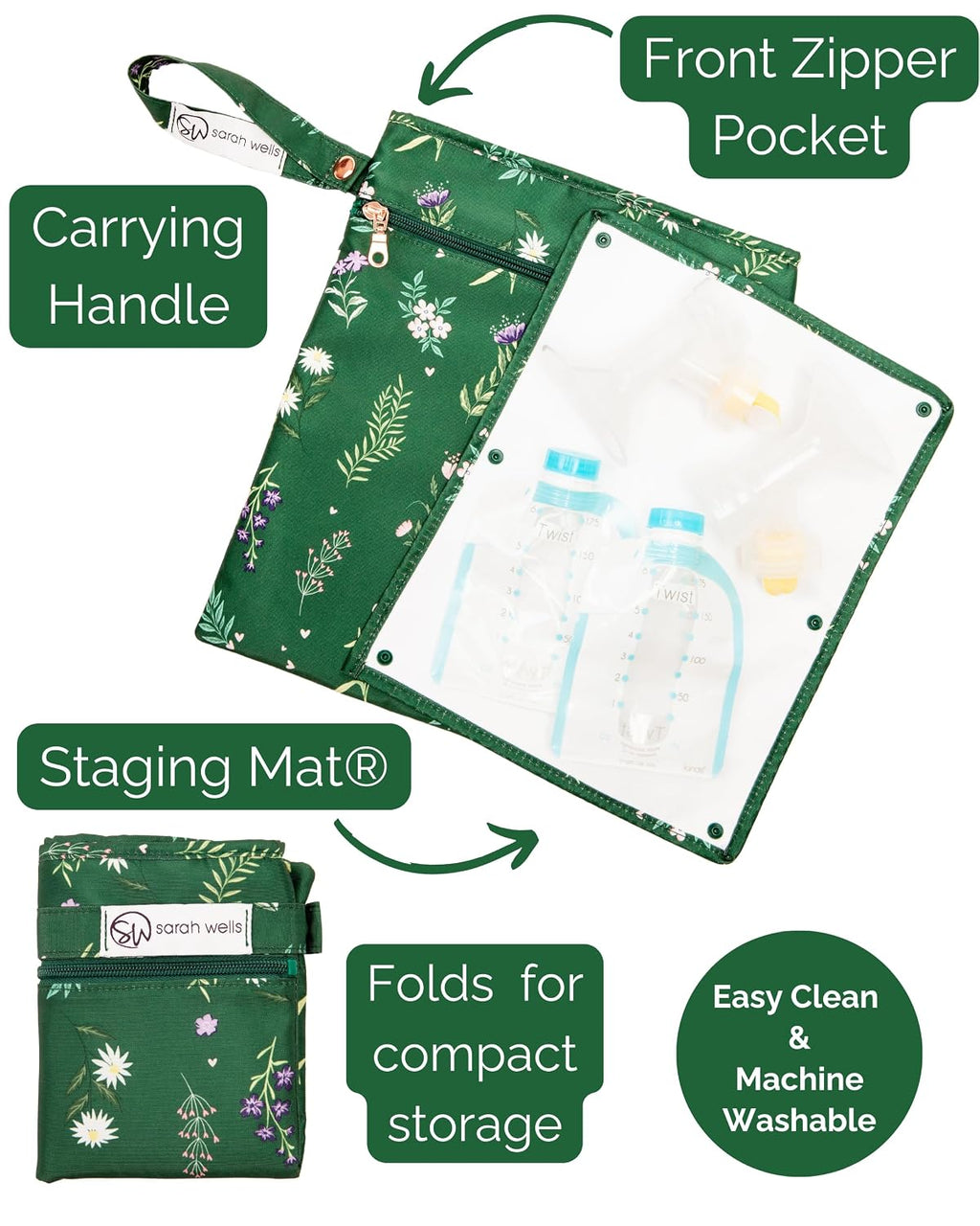 Sarah Wells Pumparoo Wet/Dry Bag with Staging Mat (Olive You)