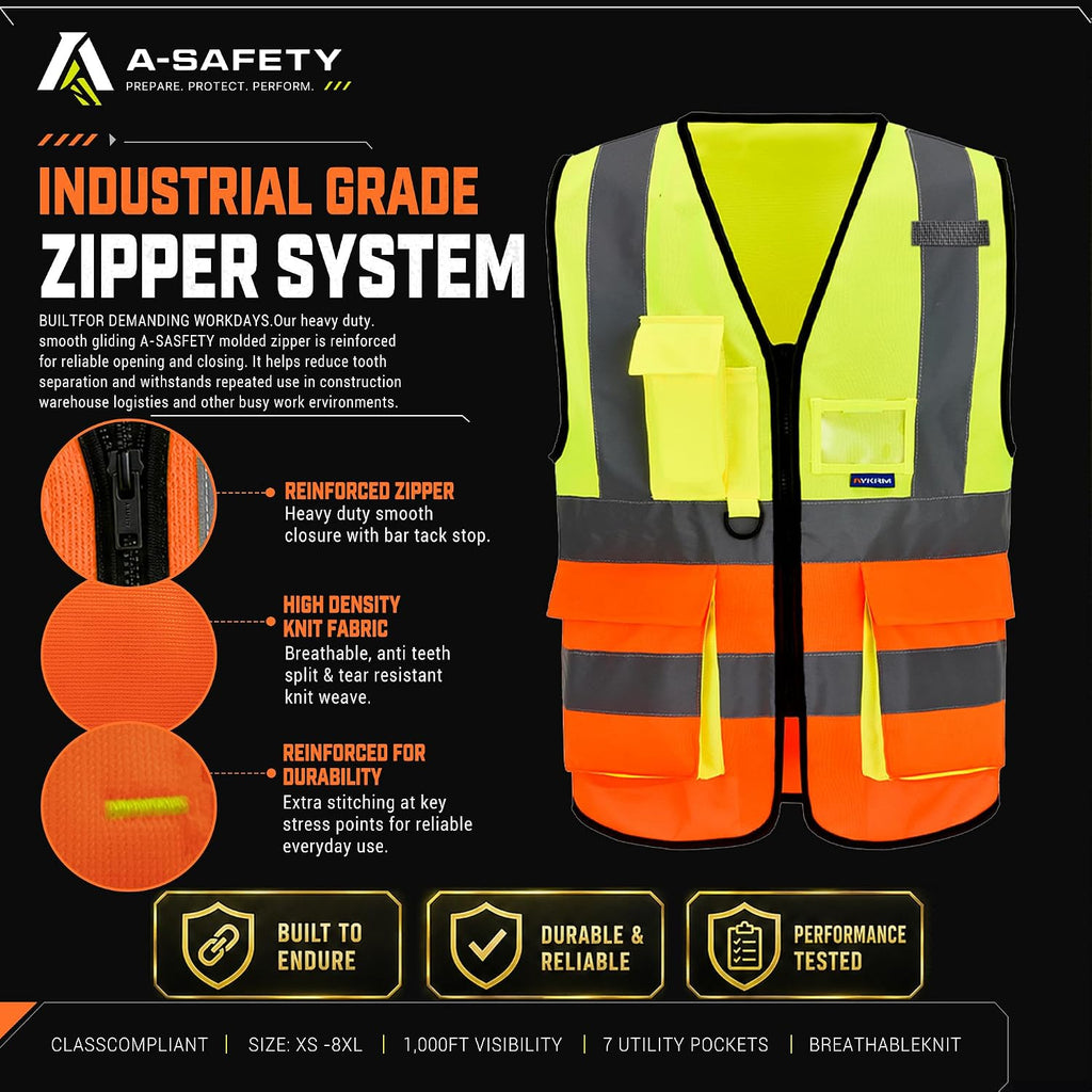A-SAFETY High Visibility Reflective Safety Vest Customize Logo (XS-8XL)