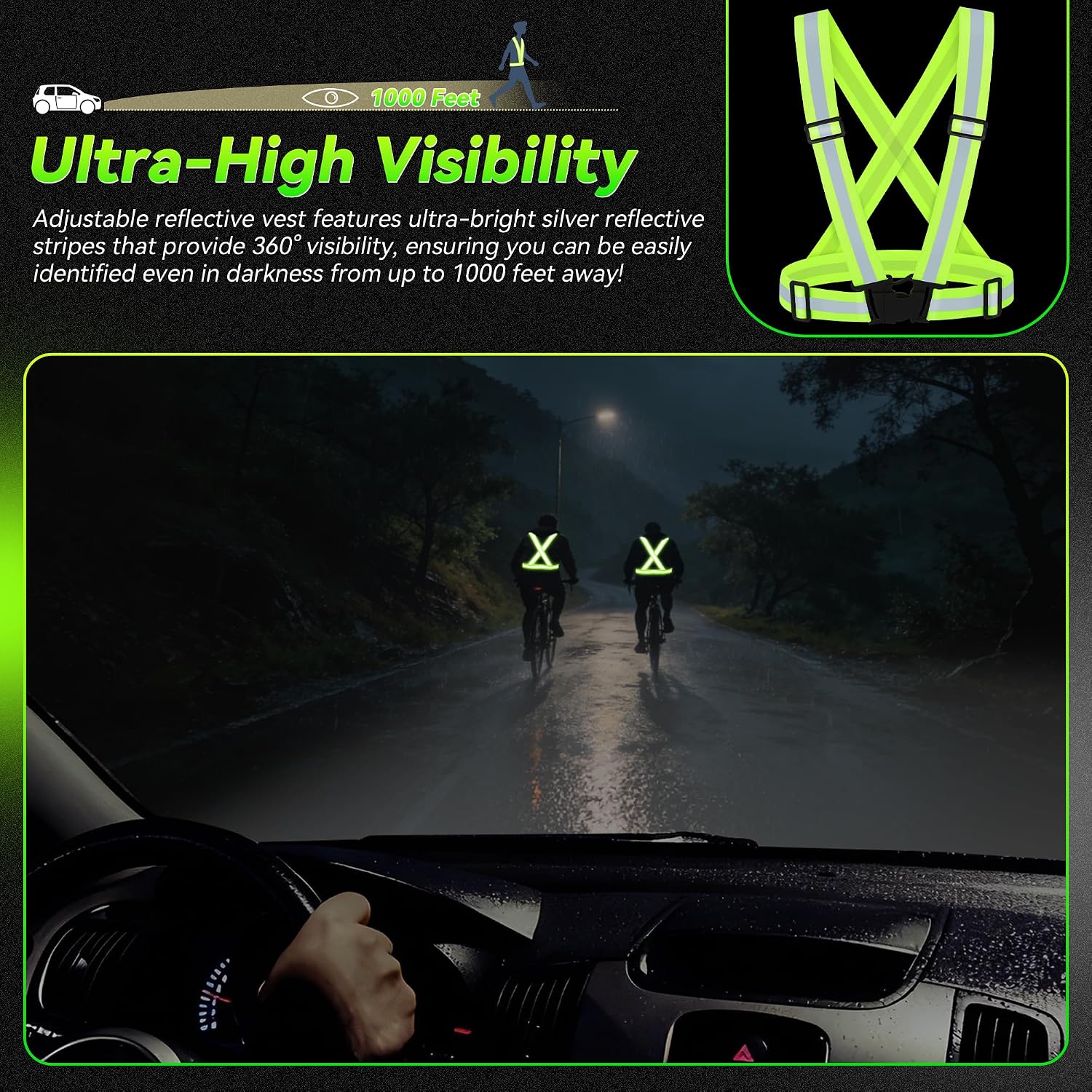Reflective Vest Running Gear with Safety Straps