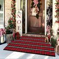 Christmas Front Door Mat Outdoor 2'X4.3' Red Plaid Porch Rug Welcome Mat