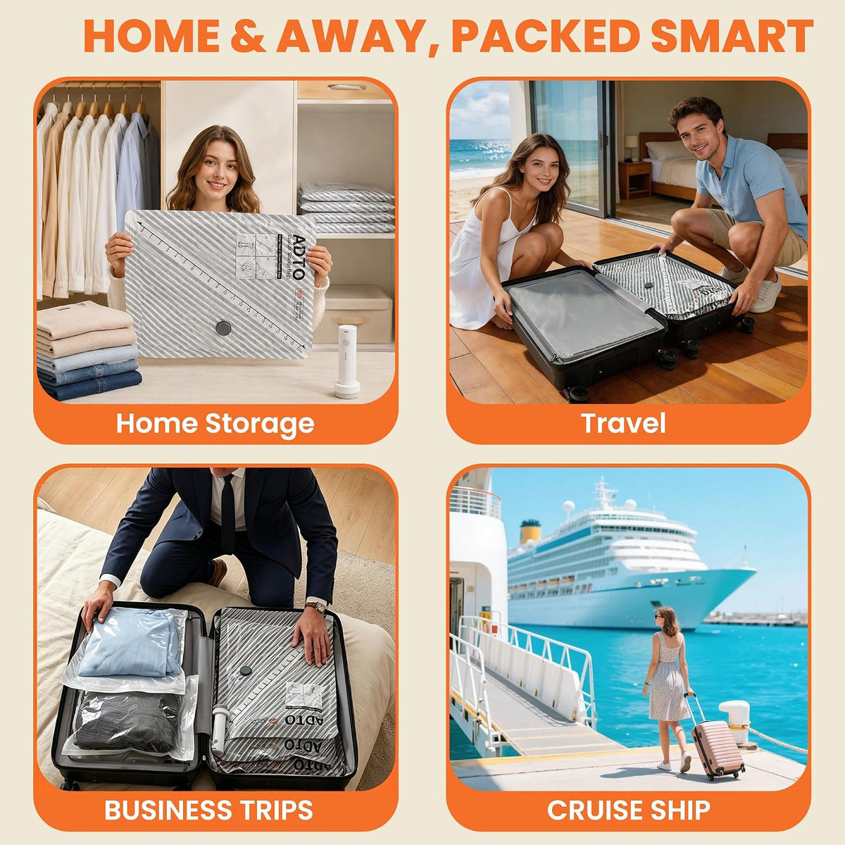 18 Pack Travel Vacuum Storage Bags for Clothing with Rechargeable Electric Pump, Compression Packing Bags for Luggage and Suitcase, Space Saver Seal Bags for Clothes Travel Essentials