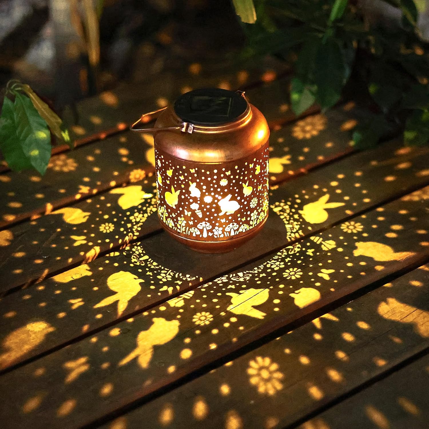 Rabbit Solar Lanterns Outdoor Hanging Waterproof,Garden Decor Solar Lights Gifts for Women Mom Grandma,Metal Outside Decoration Lantern for Yard,Porch,Patio,Landscape,Backyard,Lawn