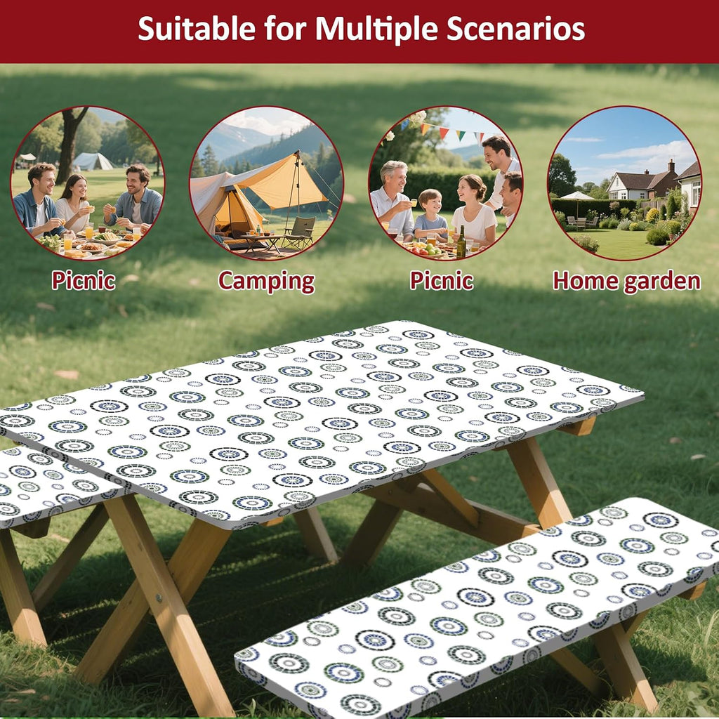 6ft 72in Picnic Table and Bench Cover, 3 Pack, Blue Flywheel