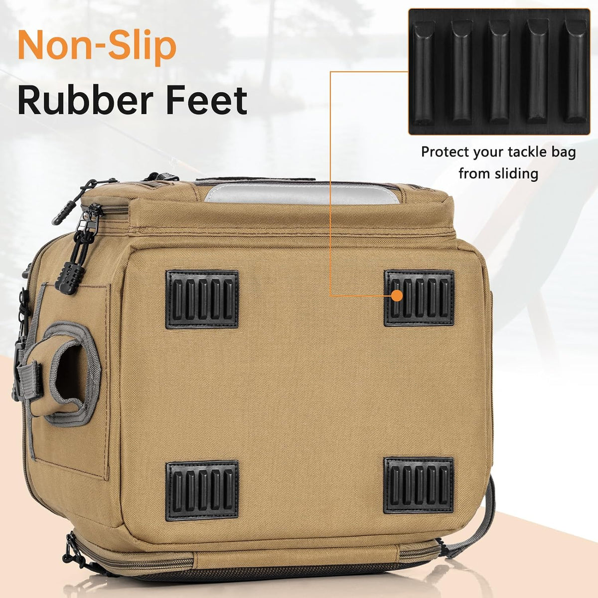 Fishing Tackle Bag - Holds 3400-3600 Size Tackle Boxes (Khaki)