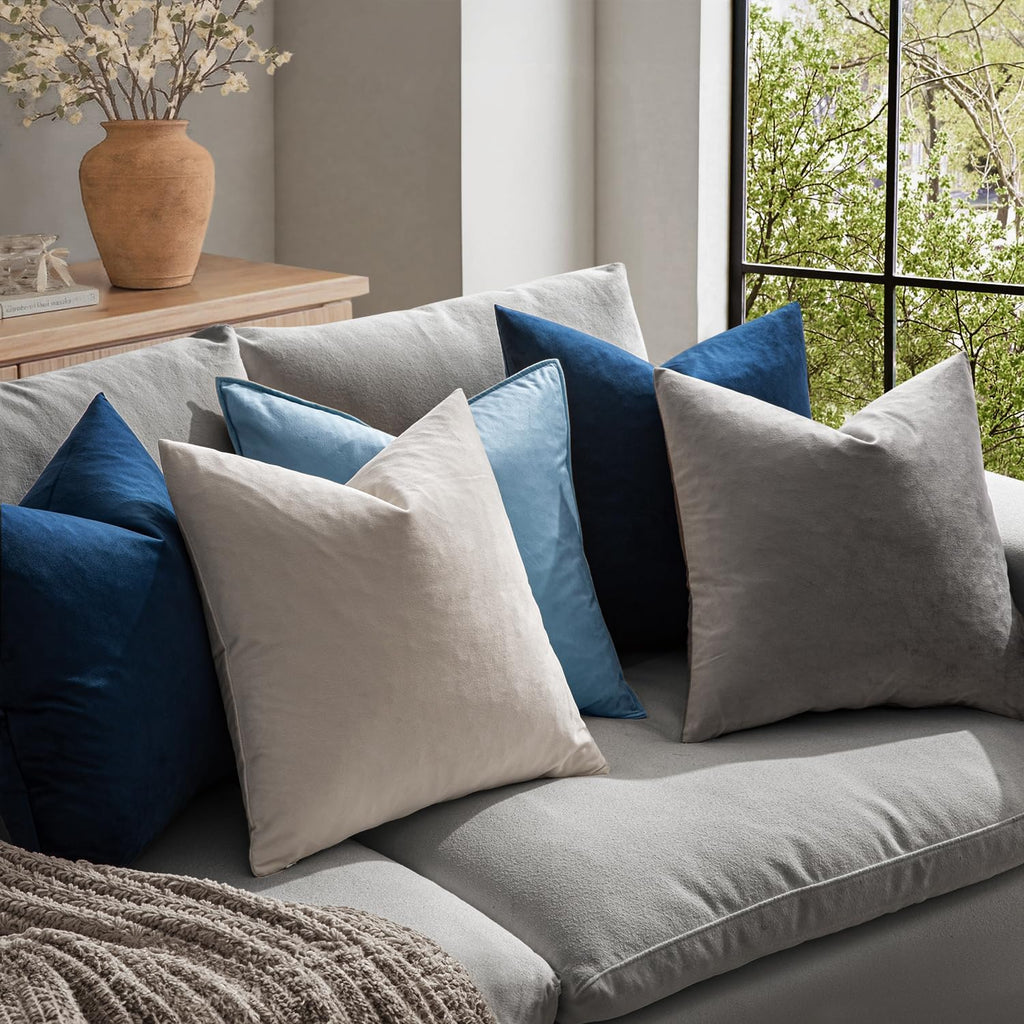 MIULEE Velvet Throw Pillow Covers 18x18 Inch Pack of 2 Dark Blue